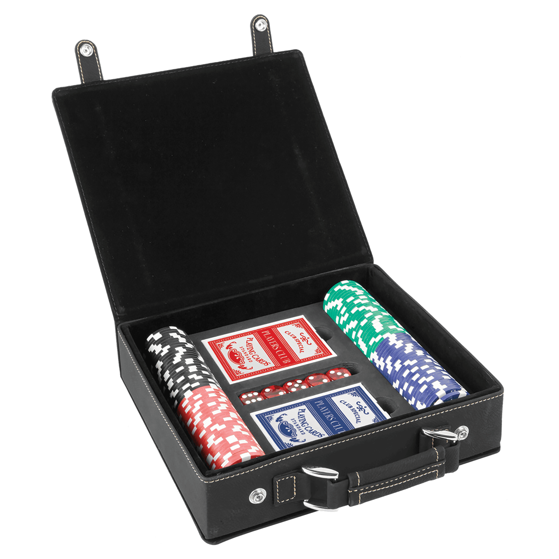 Laserovatelné koženkové pokerové, karetní a kostkové sady