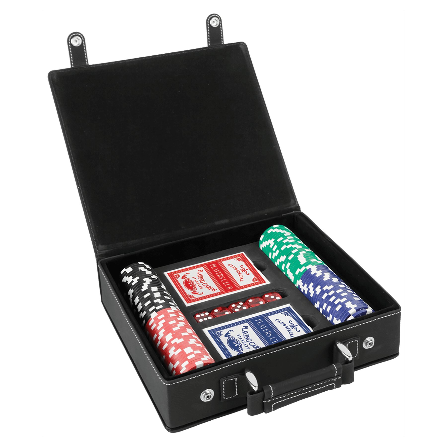 Laserovatelné koženkové pokerové, karetní a kostkové sady