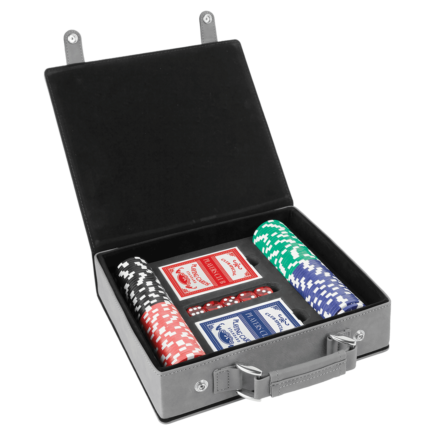 Laserovatelné koženkové pokerové, karetní a kostkové sady