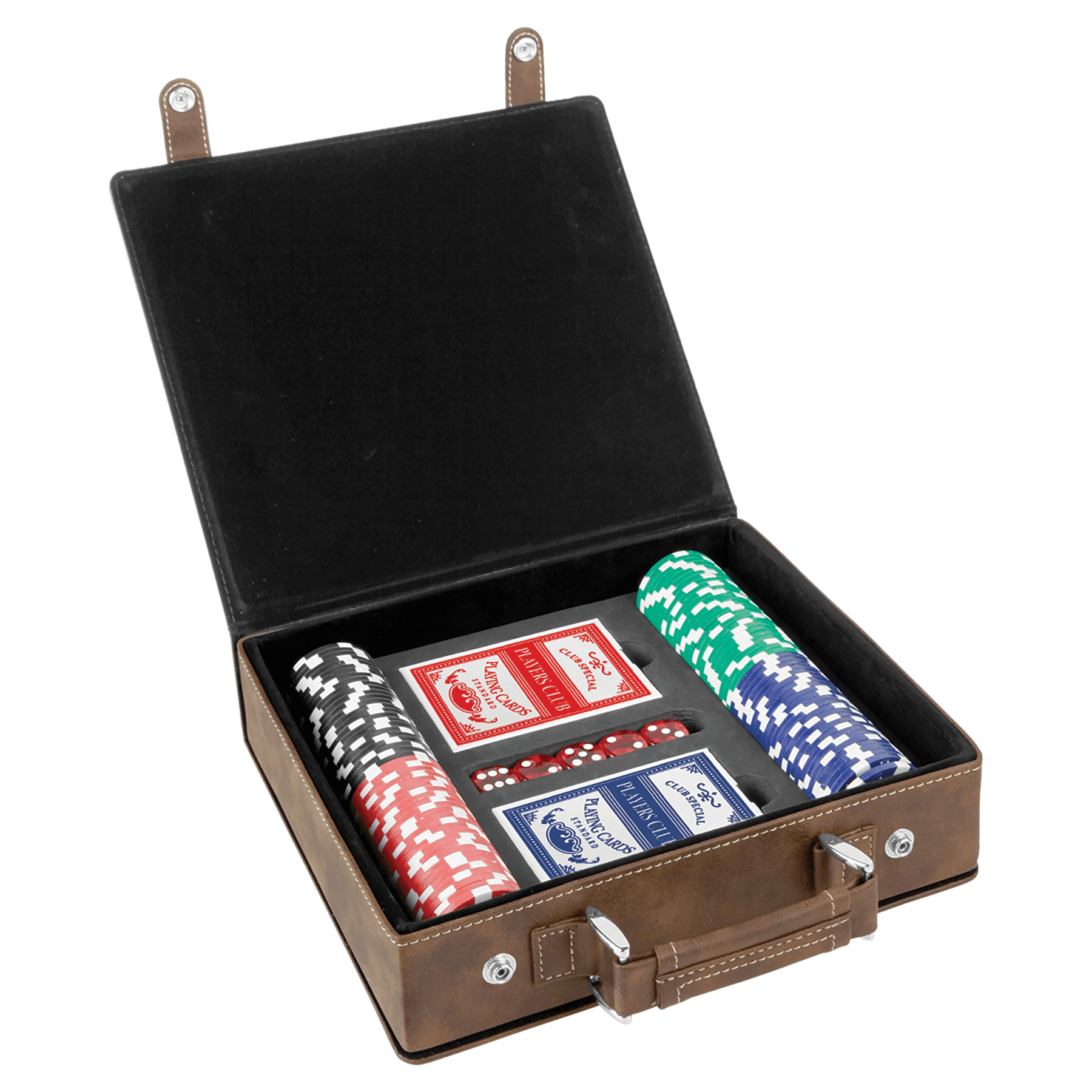 Laserovatelné koženkové pokerové, karetní a kostkové sady