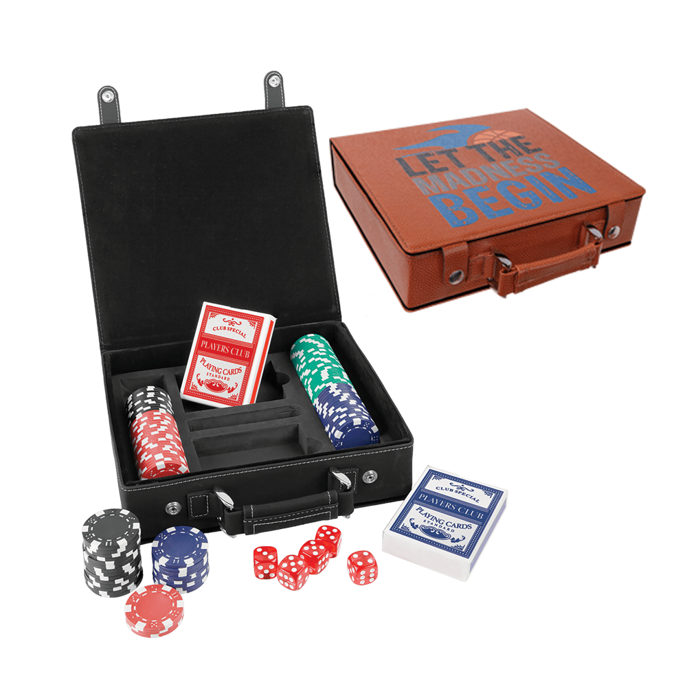 Laserovatelné koženkové pokerové, karetní a kostkové sady
