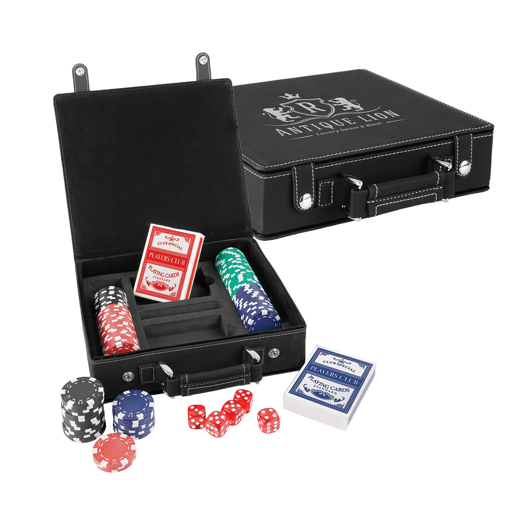 Laserovatelné koženkové pokerové, karetní a kostkové sady