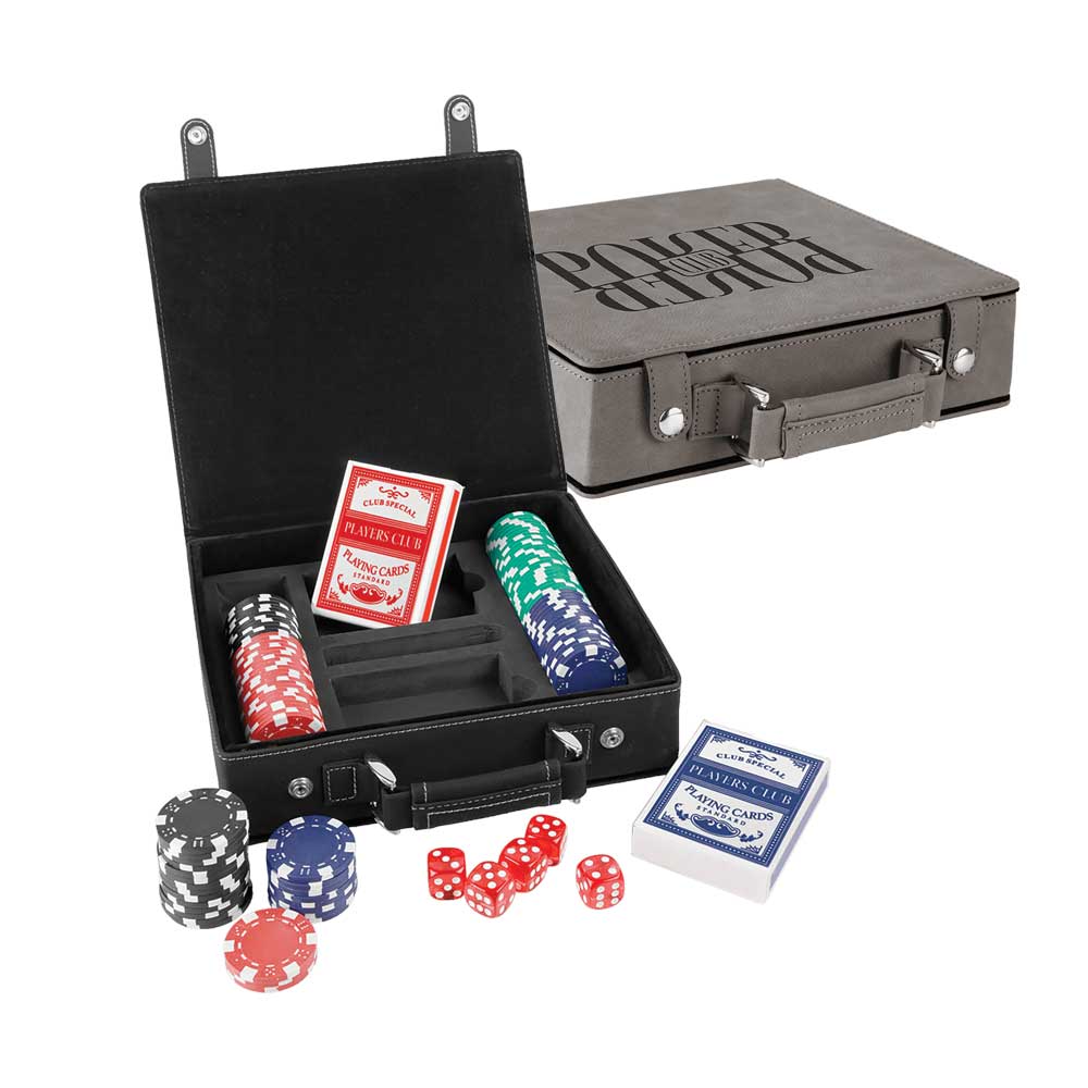 Laserovatelné koženkové pokerové, karetní a kostkové sady