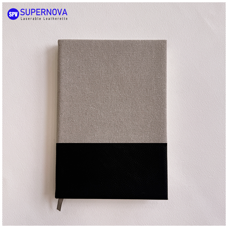 Dělený laserovatelný notebook z koženky a plátna