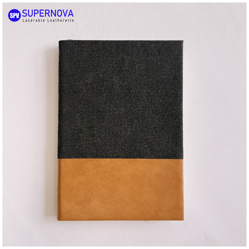 Dělený laserovatelný notebook z koženky a plátna