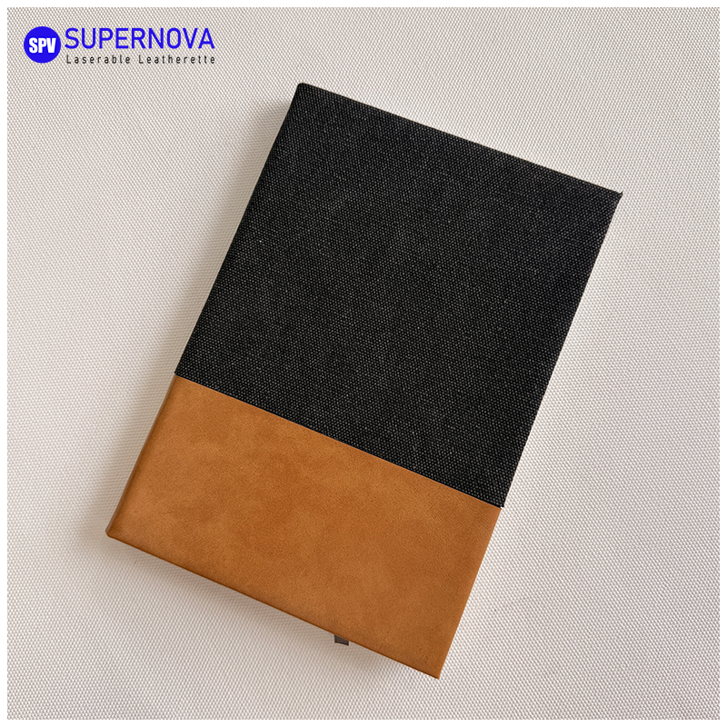 Dělený laserovatelný notebook z koženky a plátna