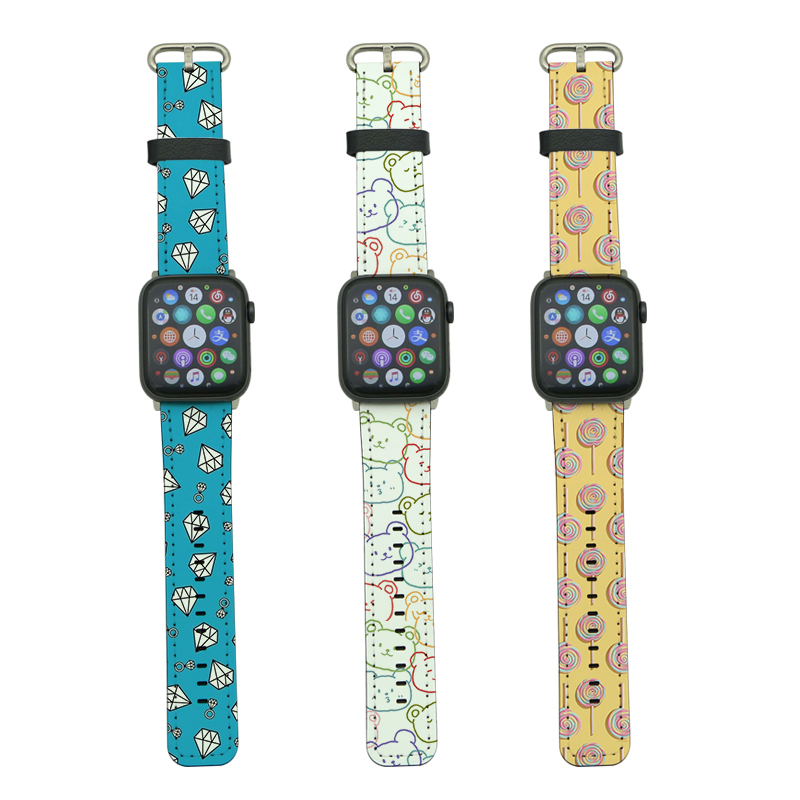 Sublimační PU kožené řemínky Apple Watch pro řadu 1/2/3-38 mm